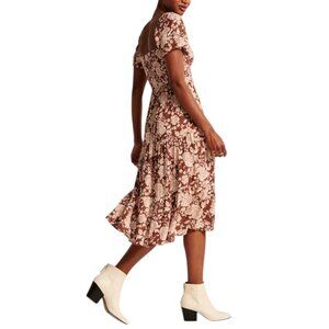 Abercombie & Fitch Brown Floral Flowy Summer Dress Sz L